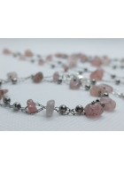SET - Ozdobný řetízkový náhrdelník a náramek s růženínem