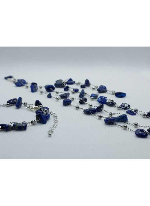 SET - OZDOBNÝ ŘETÍZKOVÝ NÁHRDELNÍK A NÁRAMEK s lapis lazuli
