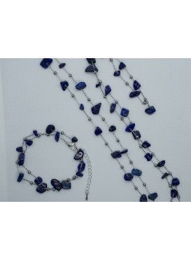 SET - OZDOBNÝ ŘETÍZKOVÝ NÁHRDELNÍK A NÁRAMEK s lapis lazuli