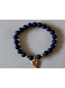 Elegantní náramek z lapis lazuli se zlatým srdcem