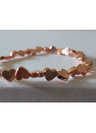 HEMATITOVÝ NÁRAMEK POKOVENÝ s rose gold srdíčky
