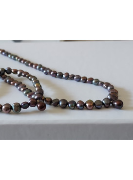 SET - náhrdelník a náramek z kouřových říčních perel se zavěšenou perlou.